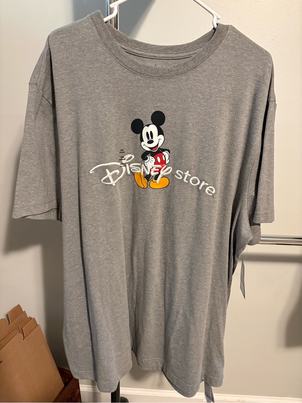 Disney Gray Mickey Mouse Logo Tee with Colorful Print